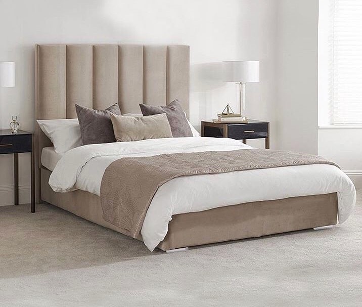 Mink Upholstered Fabric Bed