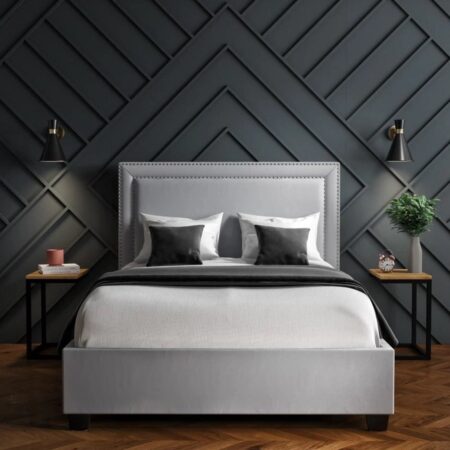 Light Grey Upholstered Fabric Bed