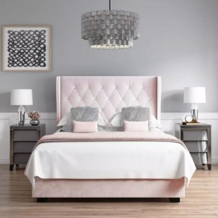 Pink Azalea Wingback Bed