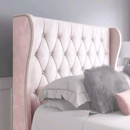 Pink Azalea Wingback Bed