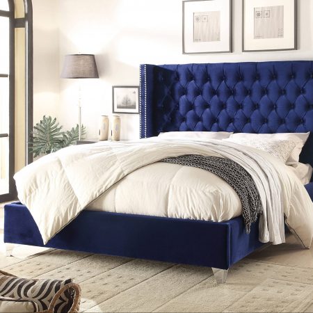 Royal Blue Venice Wingback Bed