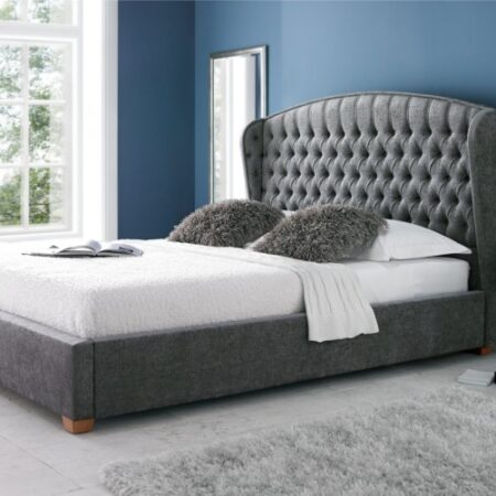 Grey Fabric Sicily Wingback Bed