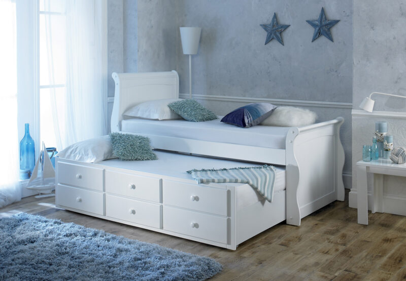 White Wooden Captain Bed