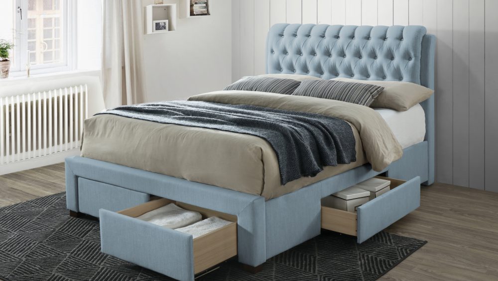 Raffaello Upholstered Storage Bed Blue