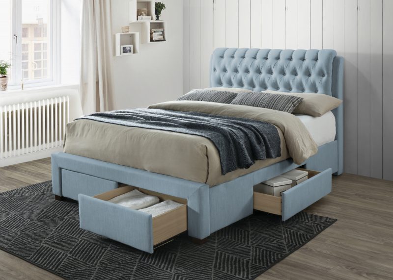Raffaello Upholstered Storage Bed Blue