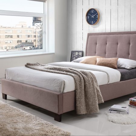 Pink Upholstered Fabric Bed