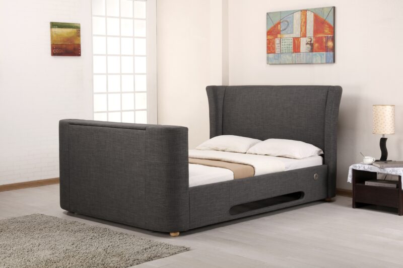 Grey Fabric Music and TV Bed