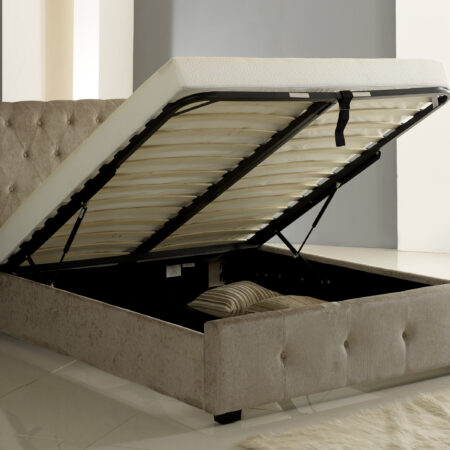 Mink Fabric Ottoman Bed Frame