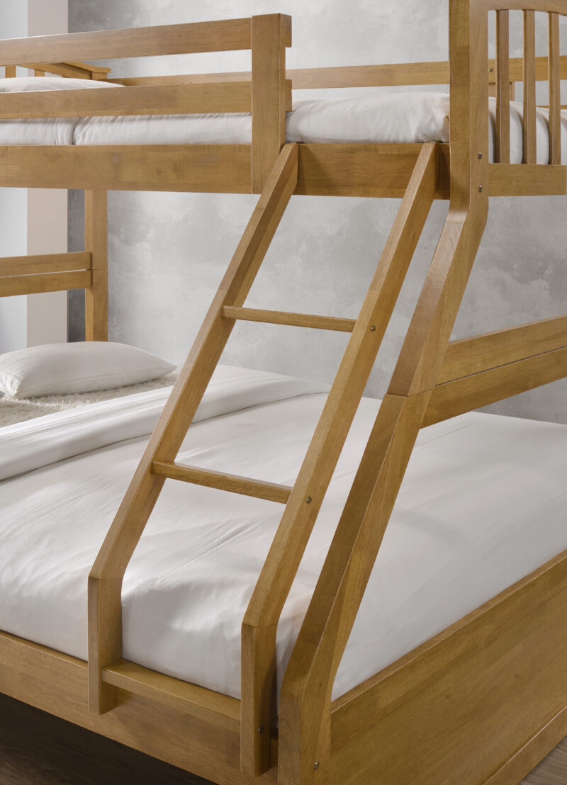 Oak Three Sleeper Bunk Bed Ladder