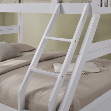 White Three Sleeper Bunk Bed Ladder