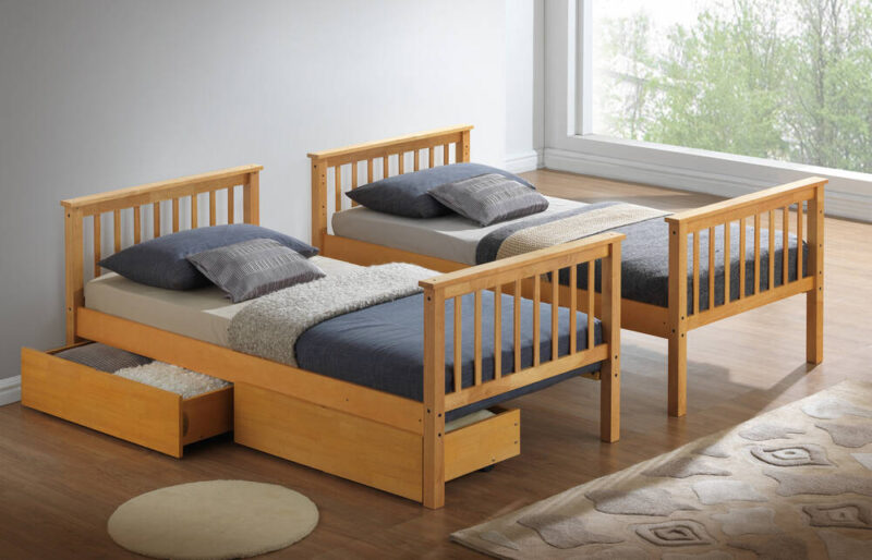 Beech Bunk Bed as Single Beds