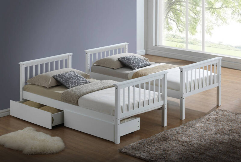 Lincoln White Bunk Bed as Single Beds