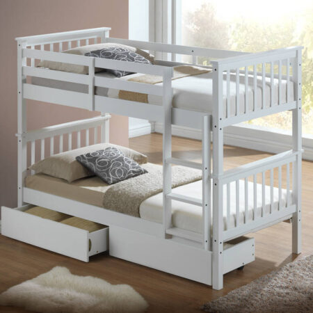 Interbeds Bunk bed CARINO 190 x 90 white wooden slatted base variations without mattresses Grey 