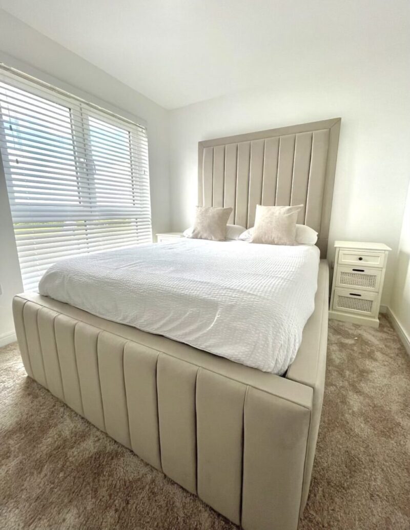 Grand Panel Bed in Plush Beige