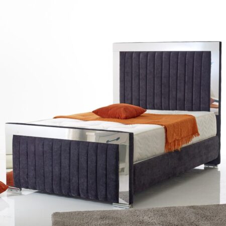 Linear Panel Upholstered Mirror Bed