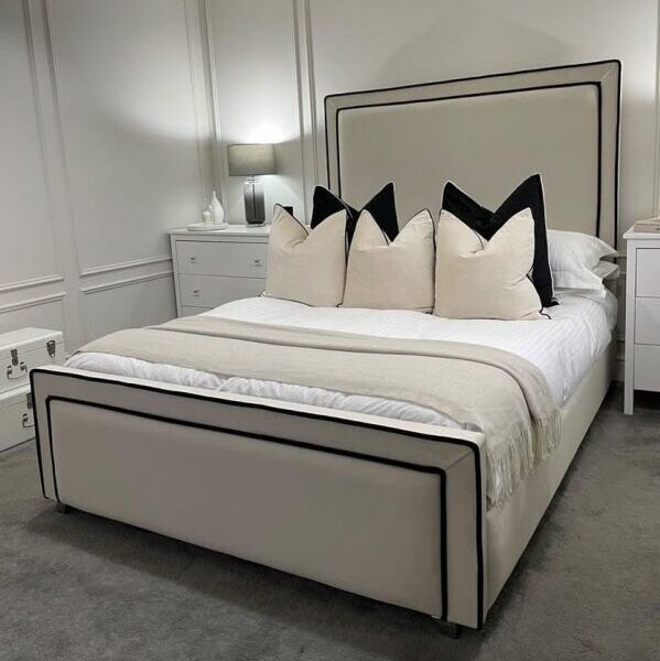 Edwardian Upholstered Bed with Ottoman Storage