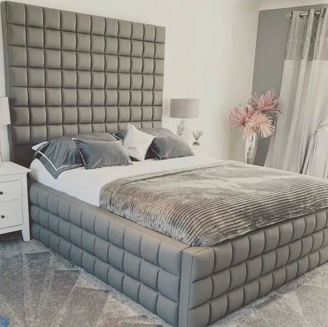 Elegance Cubic Upholstered Bed with Storage Options